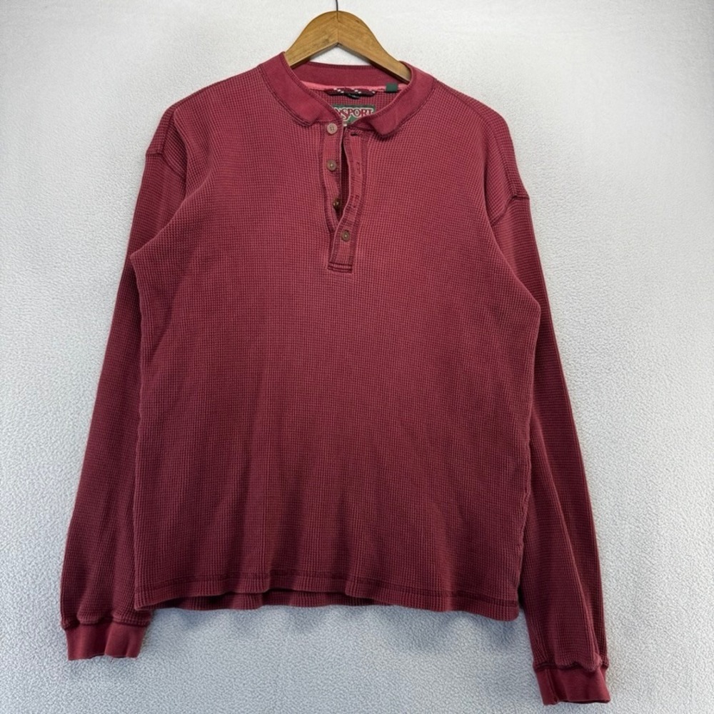 Vintage Jansport Shirt Mens XL Burgundy Red Waffle Knit Thermal Grunge Henley